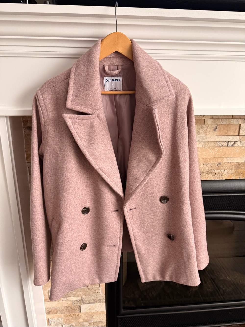 Old Navy Women’s Double-Breasted Dusty Pink Pea Coat